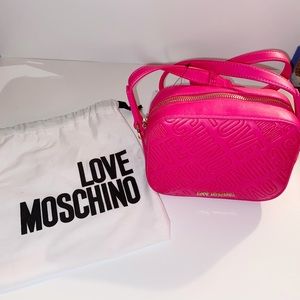 NWT Love Moschino Pink Logo Embossed Bag